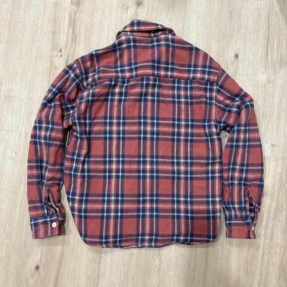 American Eagle Pink Orange Blue Plaid Cotton Button Up Flannel Shirt Size XS - Picture 2 of 6